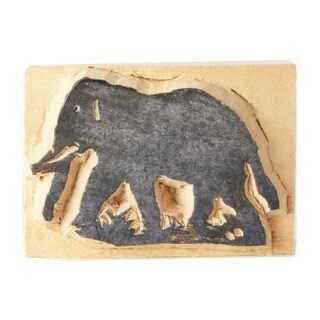 Handmade Holzstempel - Elefant auf Gras - Tudi Billo®