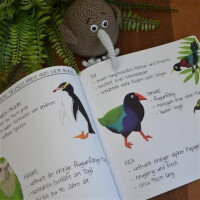 Kinderbuch "Kiki der Kiwi" (zweisprachig, Softcover) und gehäkeltes Kuscheltier Kiki.