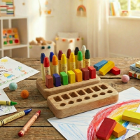 Wachsmalstift-Halter Eckig 8x8 - Montessori Lernspielzeug...