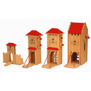 Mittelgroßes Tor mit roten Dach - Drewart Holzspielzeug