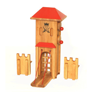 Tor mit roten Dach (mittelgroßes Kastell) - Drewart Holzspielzeug