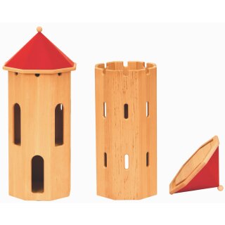 Großer Turm mit roten Dach (Kastell MAXI) - Drewart Holzspielzeug