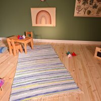 Handmade Flickenteppich 150x70 cm Blautöne