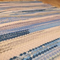 Handmade Flickenteppich 85x50 cm Blau Weiß