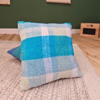 Handgefertigte Puppenkissen Blau kariert - Bikeho...