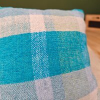 Handgefertigte Puppenkissen Blau kariert - Bikeho...