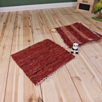 Handgefertigter Mini Teppich rot - Bikeho Textilwerkstatt