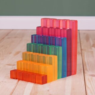 Lucite Step Set – 35 Acryl-Lichtbauwürfel im Regenbogenfarbverlauf