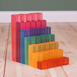Lucite Step Set – 35 Acryl-Lichtbauwürfel im Regenbogenfarbverlauf