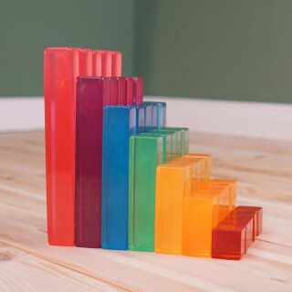 Lucite Step Set – 35 Acryl-Lichtbauwürfel im Regenbogenfarbverlauf