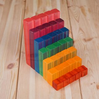 Lucite Step Set – 35 Acryl-Lichtbauwürfel im Regenbogenfarbverlauf