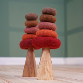Stapelbaum Herbstfarben – Filzspielzeug aus Holz und Wolle von Papoose Toys