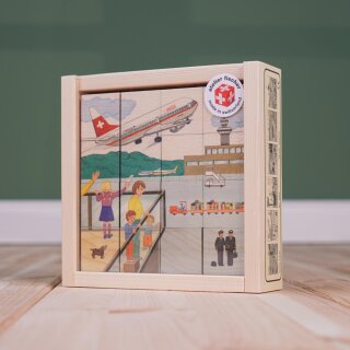 Schweizer Würfelpuzzle – 16-teiliges Holzpuzzle von Atelier Fischer