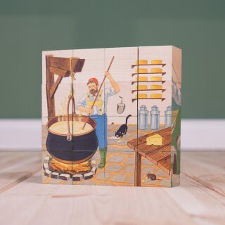 Schweizer Würfelpuzzle – 16-teiliges Holzpuzzle von Atelier Fischer