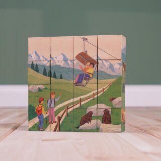 Schweizer Würfelpuzzle – 16-teiliges Holzpuzzle von Atelier Fischer