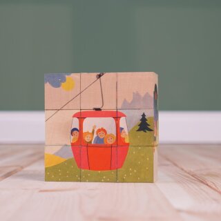 Würfelpuzzle Verkehrsfahrzeuge – 9-teiliges Holzpuzzle von Atelier Fischer