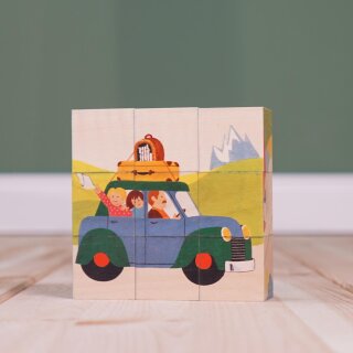 Würfelpuzzle Verkehrsfahrzeuge – 9-teiliges Holzpuzzle von Atelier Fischer