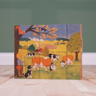 Würfelpuzzle Bauernhof – 20-teiliges Holzpuzzle von Atelier Fischer