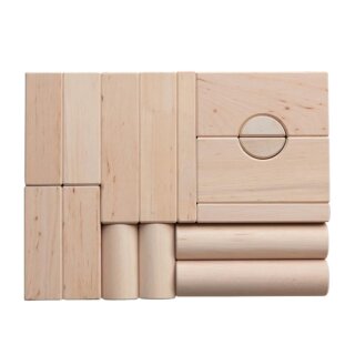 Bauklötze 2. Lage – 16 naturbelassene Holzbausteine mit Rundformen