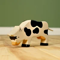 HOLZTIGER Kuh, grasend, schwarz