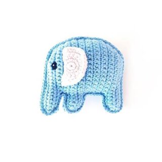 Pebble - Bio Kuscheltier & Rassel - Elefant Organic Blue