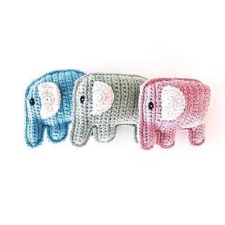 Pebble - Bio Kuscheltier & Rassel - Elefant Organic Blue