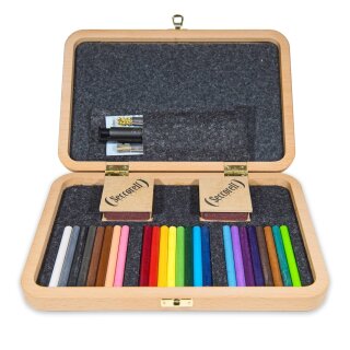 Seccorell Atelier – Finger-Wipe-Atelier-Box aus Holz mit 24 Farben