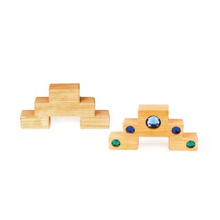 Bauspiel Farbtreppen mit Lichtbauquadern – 16 Teile im Rahmen
