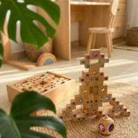Bauspiel Farbtreppen mit Funkelsteinen - 40 Teile im Rahmen