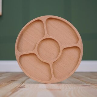 Legeschale Sonnenkreis aus Holz – flache Sortierschale für kreatives Ordnen