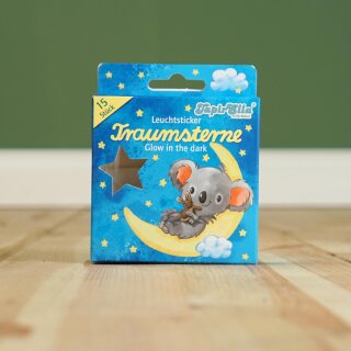 TapirElla Leuchtsticker Traumsterne mit Koala – 15 Glow-in-the-Dark Sterne für das Kinderzimmer