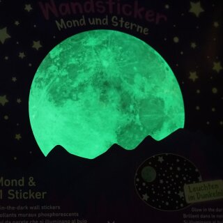 Nachtleuchtende Wandsticker Mond & Sterne – 111-teiliges Set