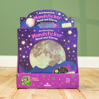 Nachtleuchtende Wandsticker Mond & Sterne – 111-teiliges Set