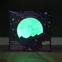 Nachtleuchtende Wandsticker Mond & Sterne –...