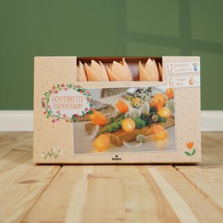 Lichterkette Tulpentraum mit Timer – Warmweiße LED-Frühlingsdeko