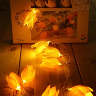 Lichterkette Tulpentraum mit Timer – Warmweiße LED-Frühlingsdeko