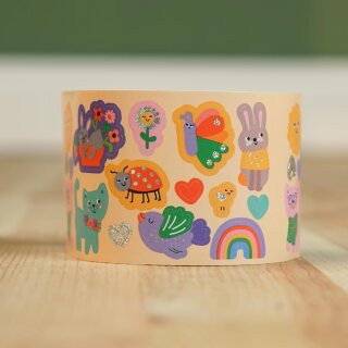 Stickerrolle Frühlingsfreunde – 128 holografische Frühlingssticker zum Abrollen