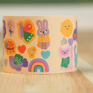 Stickerrolle Frühlingsfreunde – 128 holografische Frühlingssticker zum Abrollen