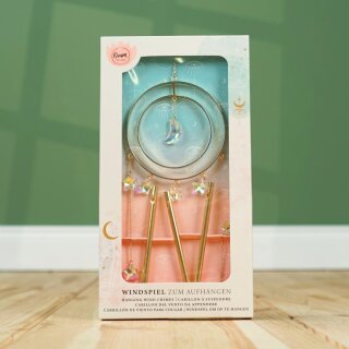 Omm for you Windspiel – Mond & Sterne Windspiel mit Klangstäben & Kristall