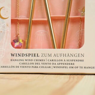 Omm for you Windspiel – Mond & Sterne Windspiel mit Klangstäben & Kristall