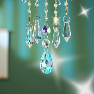 Edelstein Sonnenfänger Dreamcatcher 40 cm – Kristall Fensterdeko mit Amethyst