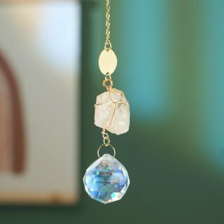 Citrin Sonnenfänger Rohstein & Kristall – Kristall Fensterdeko 35 cm