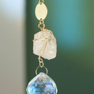Citrin Sonnenfänger Rohstein & Kristall – Kristall Fensterdeko 35 cm