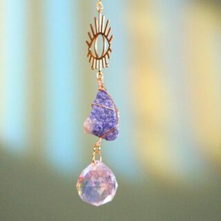Lapislazuli Sonnenfänger Rohstein & Kristall – Kristall Fensterdeko 35 cm