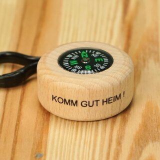 Holz Kompass Schlüsselanhänger – Mini Kompass für Kinder & Schulranzen