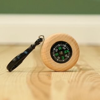 Holz Kompass Schlüsselanhänger – Mini Kompass für Kinder & Schulranzen