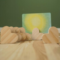 Kartenhalter Herz aus Holz &ndash; 6er Set | Tischdeko...