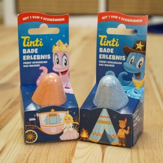 Tinti Bade Erlebnis – sprudelnder Badezusatz mit Überraschungsfigur