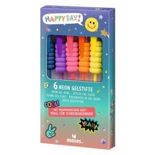 Happy Day Neon Gelstifte – farbenfrohe Gelstifte für Schule, Kreativität und Schultüte