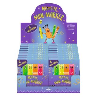 Monster Mini-Marker 6er Set – bunte Mini-Textmarker für Schule, Schultüte und kreative Projekte